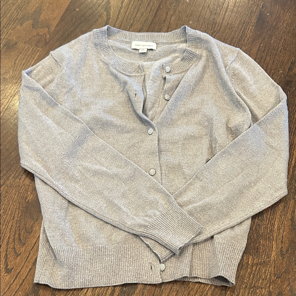 Free Assembly Gray Button-Up Cardigan
